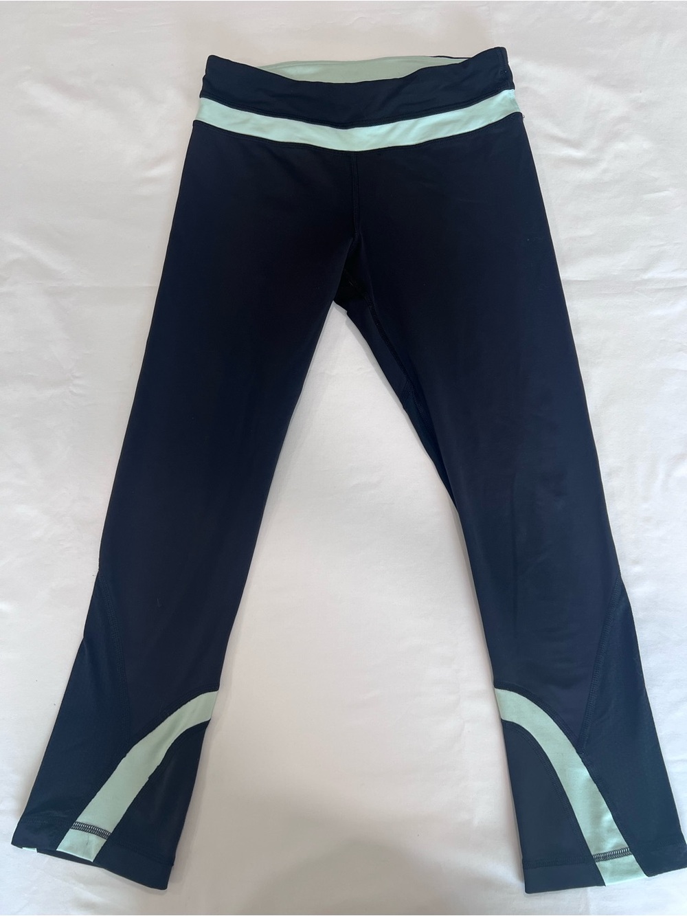 lululemon athletica Black Leggings with Mint Waistband